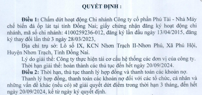 Liên tiếp khai tử các nhà máy, Phú Tài (PTB) đang gặp nhiều khó khăn?